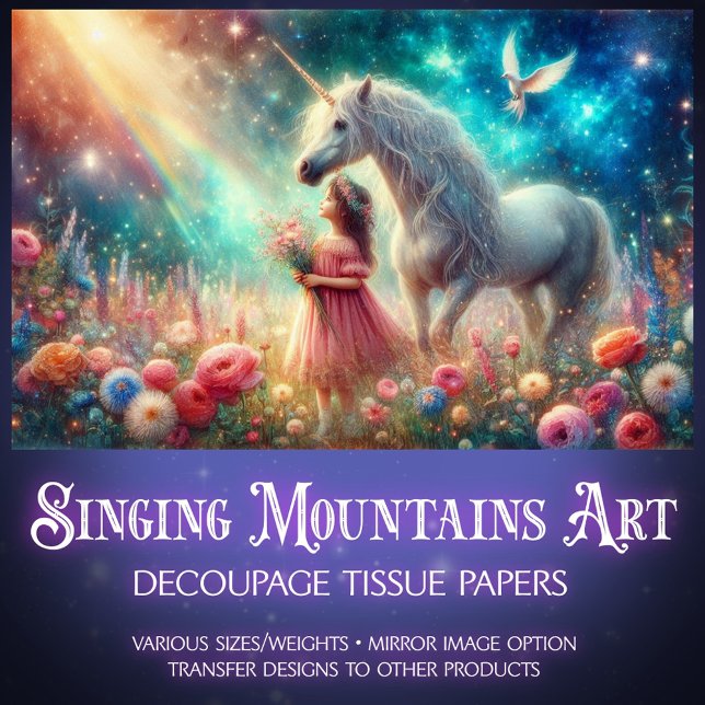 Girl And Unicorn Woodland Fairytale Decoupage  Tissue Paper (Creator Uploaded)