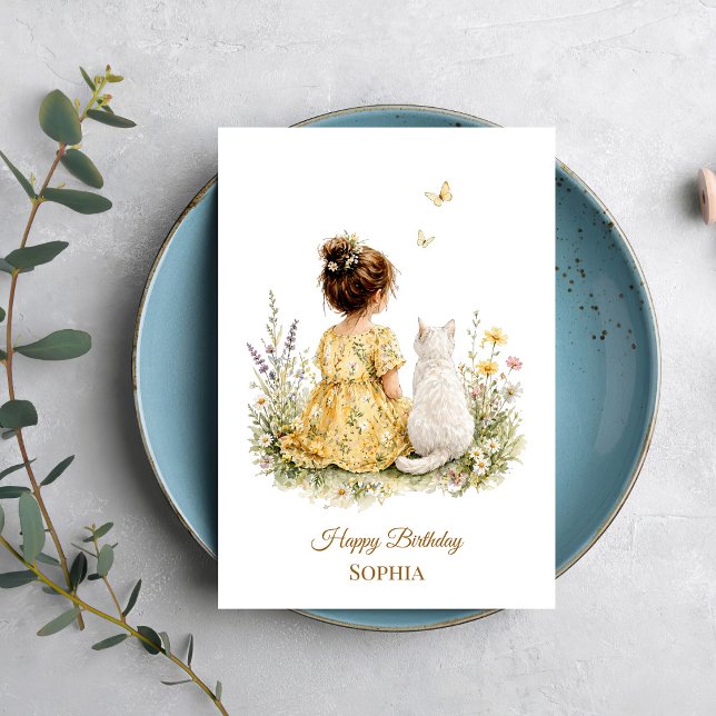 Girl and White Cat Card (Creator Uploaded)