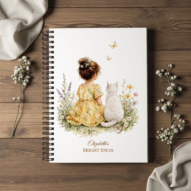Girl and White Cat Notebook (Creator Uploaded)