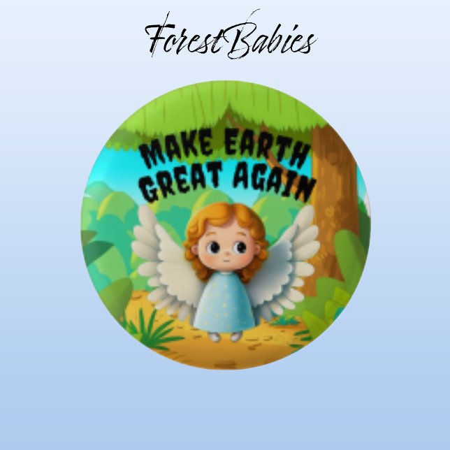 Girl Angel, Make Earth Great Again, Environmental 3 Cm Round Badge (angel 👼🏻 ForestBabies Button)