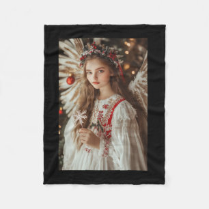 Girl Angel With Flowers Sticker Fleece Blanket