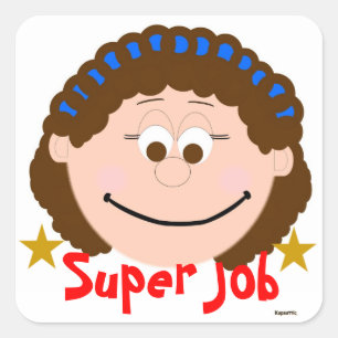 Girl Animated Face Super Job Sticker