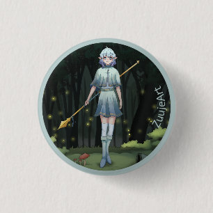 Girl, anime, cartoon 3 cm round badge