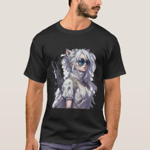 girl anime vintage warrior animal T-Shirt