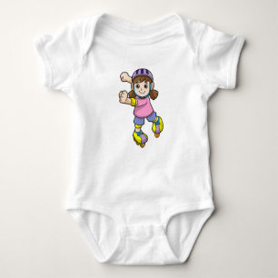 Girl as Skater with Skates & Helmet Baby Bodysuit