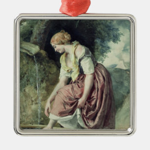 Girl at a Conduit Metal Tree Decoration