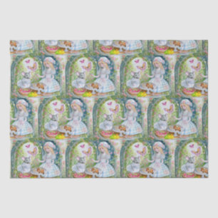 Girl at garden with friends illustration tissue paper