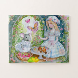 Girl at garden with friends puzzle