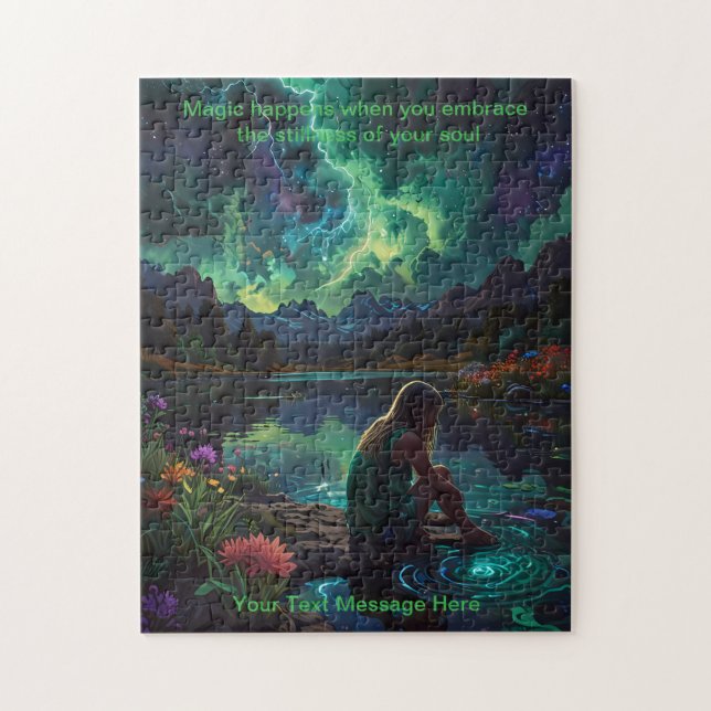 Girl at river quiet time jigsaw puzzle (Vertical)