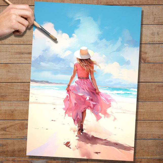 Girl at the Beach 5 Decoupage Paper (Creator Uploaded)