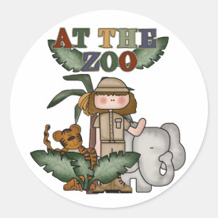 Girl At the Zoo Classic Round Sticker