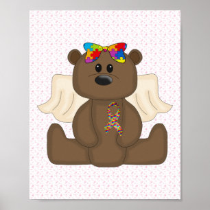 Girl Autism Awareness Bear Poster