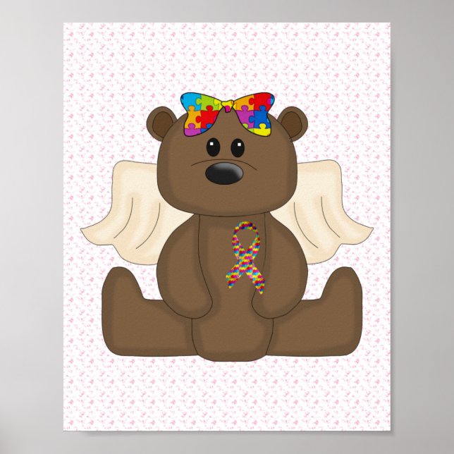 Girl Autism Awareness Bear Poster (Front)