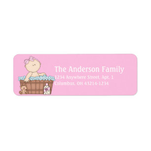 Girl Baby Bathtime Address Labels