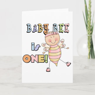 Girl Baby Bee 1st Birthday Tshirts and Gifts Card
