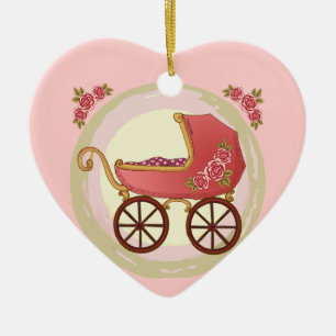 Girl Baby Buggy Ceramic Tree Decoration