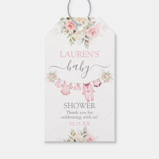 Girl Baby Clothes Baby Shower Gift Tag (Front)