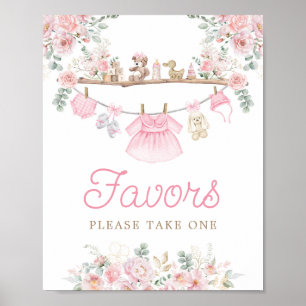 Girl Baby Clothes Pink Clothesline Favours Sign