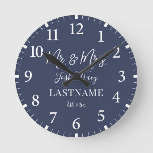 Girl Baby Elephant with Bow Custom Name Round Clock