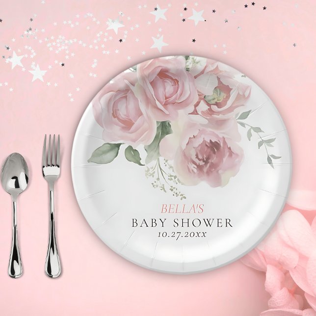 Girl Baby in Bloom Baby Shower Plates (Creator Uploaded)