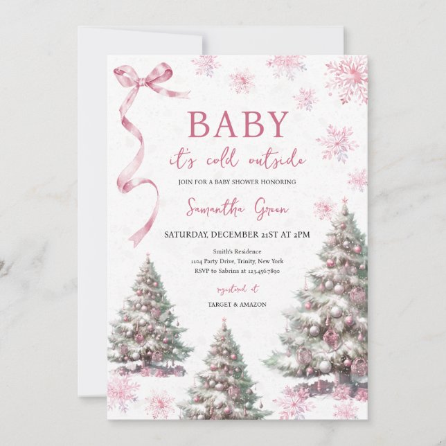 Girl Baby It's Cold Outside Christmas Baby Shower Invitation (Front)