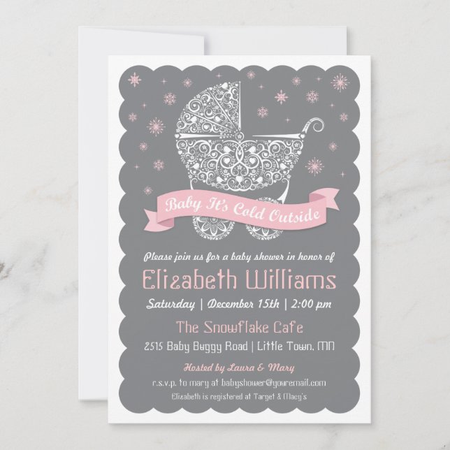 Girl Baby It's Cold Outside Shower Invitation (Front)
