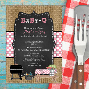 Girl Baby-Q Baby Shower, BBQ baby shower invites
