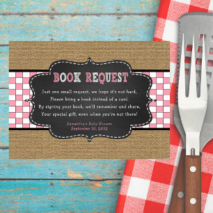 Girl Baby Q, BBQ Baby Shower book request card