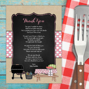 Girl Baby Q thank you note poem / BBQ baby shower Invitation