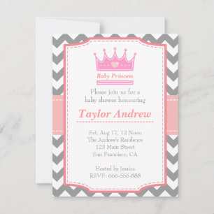Girl Baby Shower - Baby Princess With Pink Crown Invitation