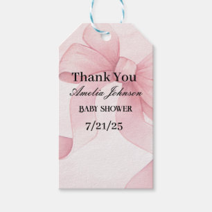 Girl Baby Shower Blush Pink Ribbon Coquette Gift Tags