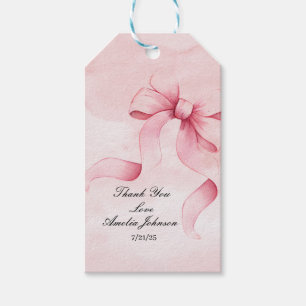 Girl Baby Shower Blush Pink Ribbon Coquette Gift Tags