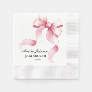 Girl Baby Shower Blush Pink Ribbon Coquette Napkin