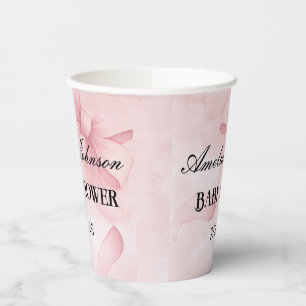 Girl Baby Shower Blush Pink Ribbon Coquette Paper Cups