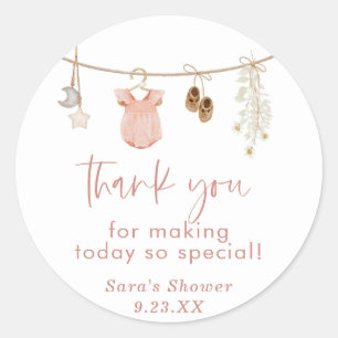 Girl Baby Shower   Boho Blush Pink Favour Stickers