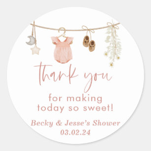Girl Baby Shower   Boho Blush Pink Favour Stickers
