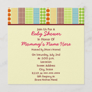 Girl Baby Shower: Boho Dots Stuffed Bear Invitation