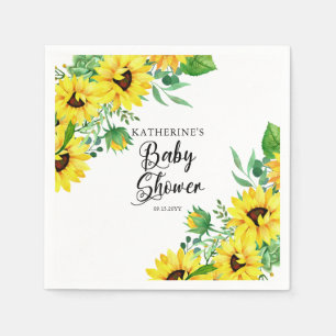 Girl Baby Shower Boho Sunflowers   Eucalyptus Napkin