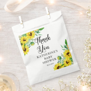 Girl Baby Shower Boho Sunflowers Thank You Favour Bags
