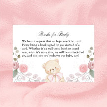 Girl Baby Shower Books for Baby Enclosure Card