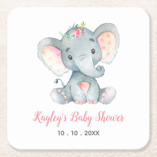 Girl Baby Shower Coasters (Elephant Pink)