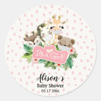 Girl Baby Shower | Cute Gold Safari Animal Friends