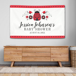 Girl Baby Shower Cute Red Ladybug Banner