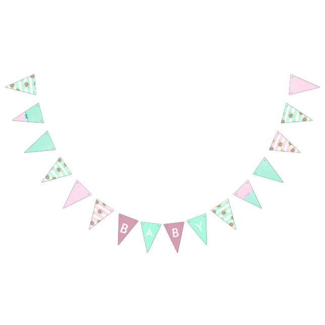 Girl Baby Shower Floral Pink and Teal Banner (All)