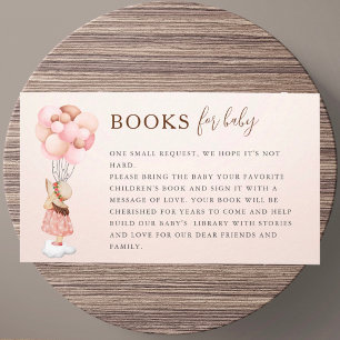 Girl Baby Shower Flying Balloon Book for Baby Enclosure Card