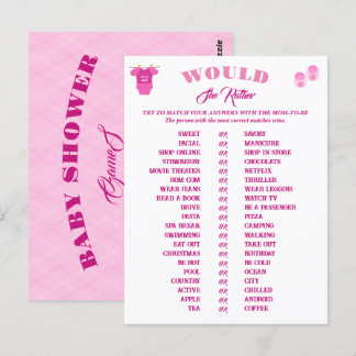 Girl Baby Shower Games Prediction and Advice. Postcard