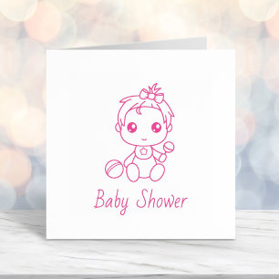 Girl Baby Shower Gender Reveal 2 Self-inking Stamp
