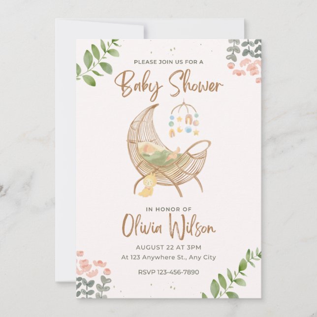 Girl Baby Shower Invitation (Front)
