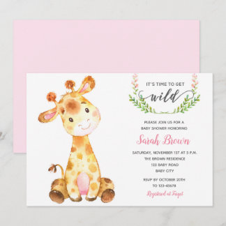 Girl Baby Shower Invitations (Giraffe Pink)