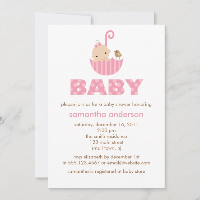 Girl Baby Shower Invitations {pink} (Front)